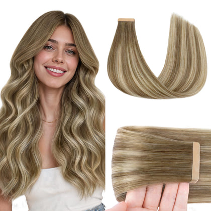 GOO GOO Tape in Hair Extensions 24-inch #8E/61/8E front view