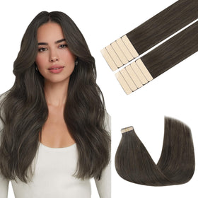 GOO GOO Tape in Hair Extensions 24-inch Mocha Brown front view