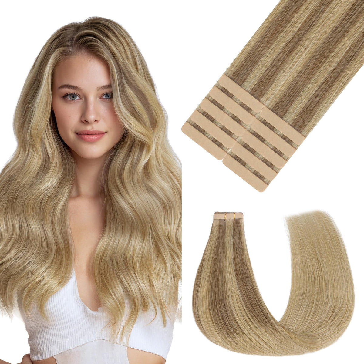 GOO GOO Tape in Hair Extensions 24 inch P18H front view