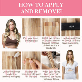 GOO GOO Tape in Hair Extensions 26 inch #9/60 application process