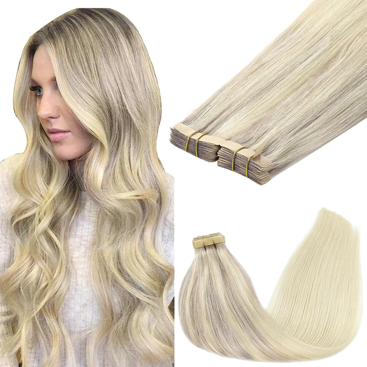 GOO GOO Tape in Hair Extensions 26 inch front view