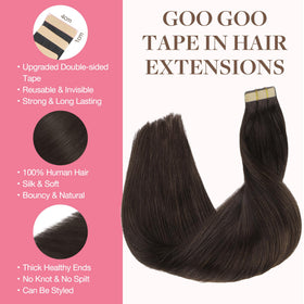 GOO GOO Tape in Hair Extensions 2A Light Brown packaging
