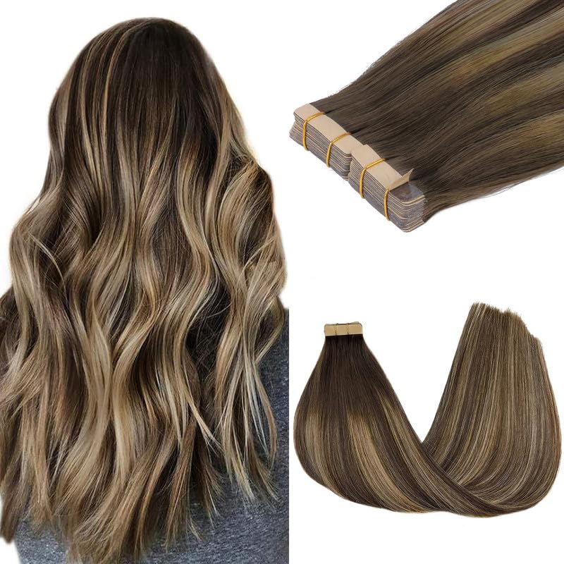 GOO GOO Tape in Hair Extensions 4/26/4 Balayage front view