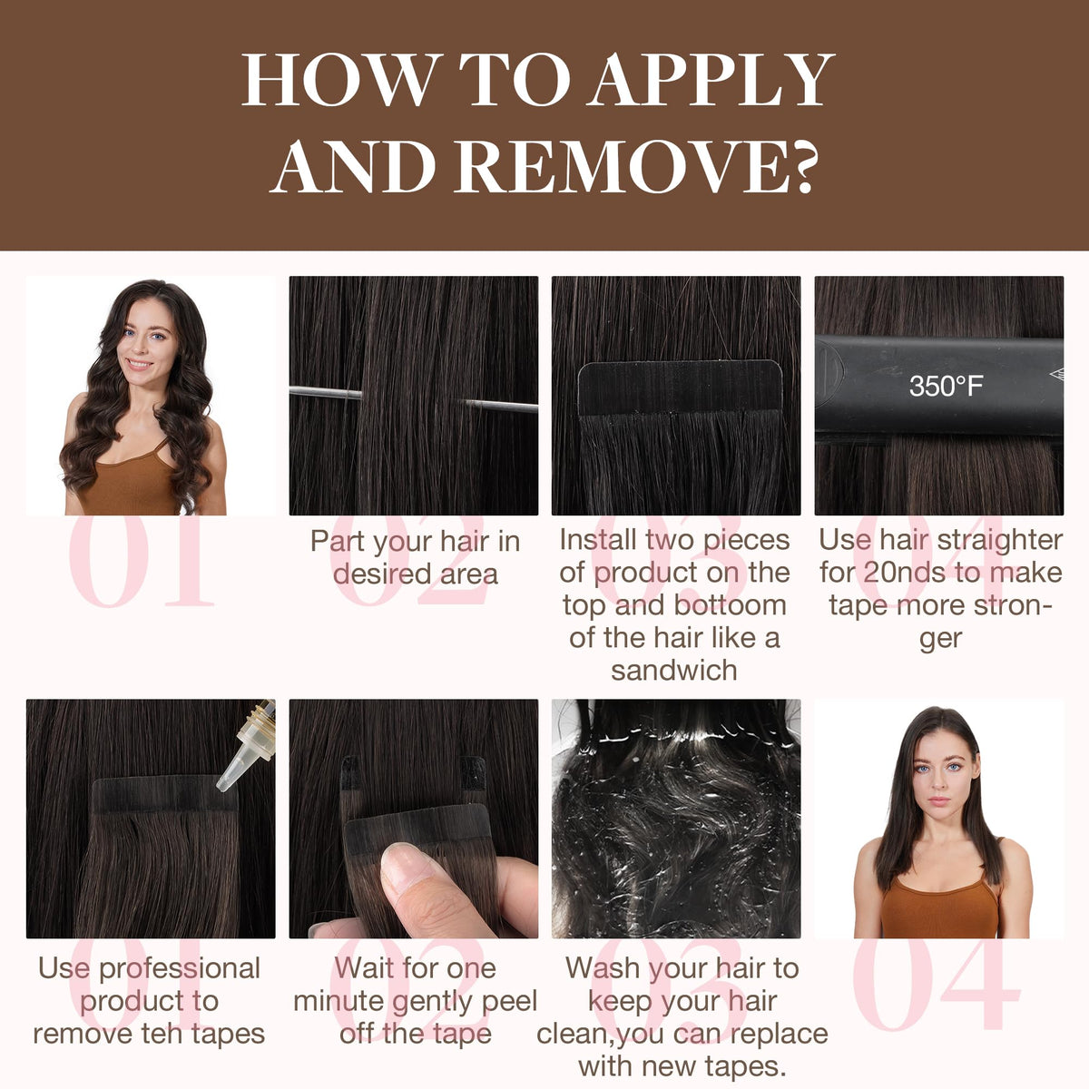 GOO GOO Tape in Hair Extensions #4/26/4 color sample