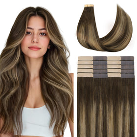 GOO GOO Tape in Hair Extensions 4/27/4 Balayage front view