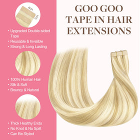 GOO GOO Tape in Hair Extensions 40 pieces packaging
