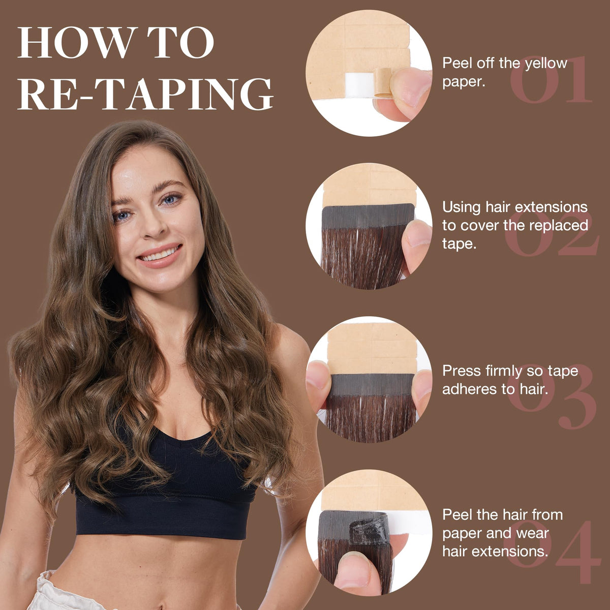 GOO GOO Tape in Hair Extensions 40pcs displayed on a flat surface