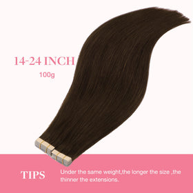 GOO GOO Tape in Hair Extensions 4A Chocolate Brown close-up