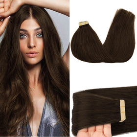 GOO GOO Tape in Hair Extensions 4A Chocolate Brown front view