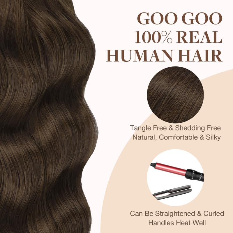 GOO GOO Tape in Hair Extensions 4A Chocolate Brown with styling tools