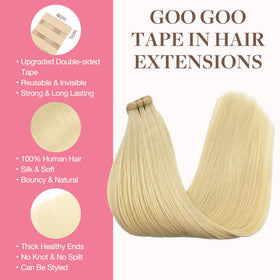 GOO GOO Tape in Hair Extensions 613R Bleach Blonde packaging
