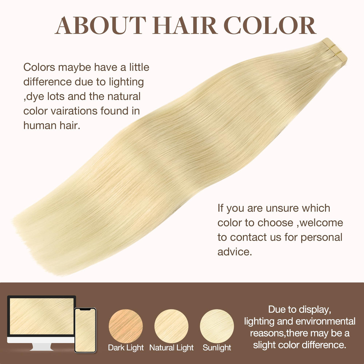 GOO GOO Tape in Hair Extensions 613R Bleach Blonde texture detail