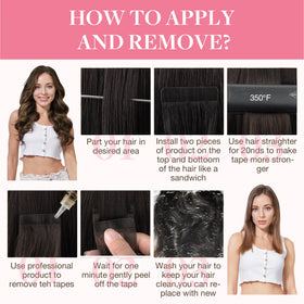 GOO GOO Tape in Hair Extensions applied to model