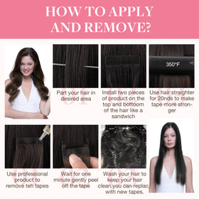 GOO GOO Tape in Hair Extensions Chocolate Brown application process