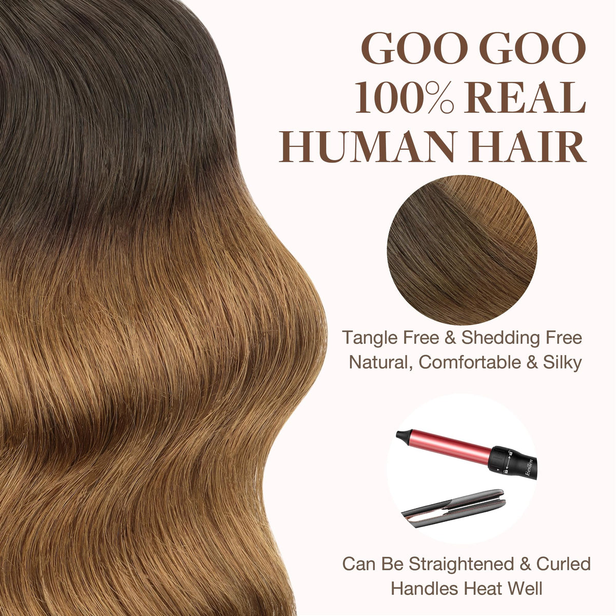 GOO GOO Tape in Hair Extensions Chocolate Dip back view