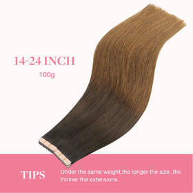 GOO GOO Tape in Hair Extensions Chocolate Dip displayed on a model