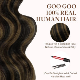 GOO GOO Tape in Hair Extensions color comparison with natural hair