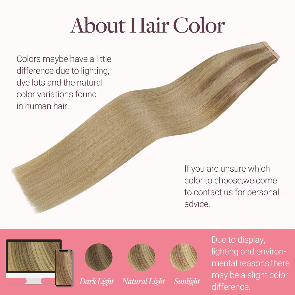 GOO GOO Tape in Hair Extensions color match service example