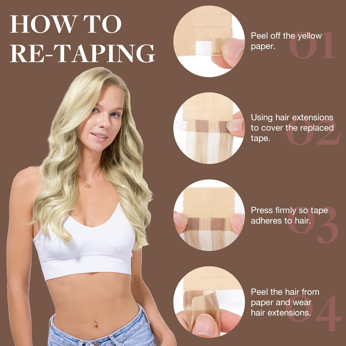 GOO GOO Tape in Hair Extensions displayed in natural light
