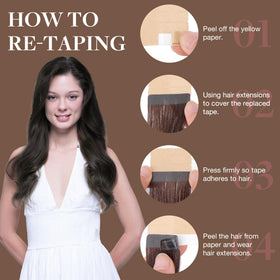 GOO GOO Tape in Hair Extensions displayed on a model