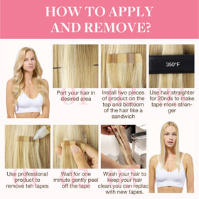 GOO GOO Tape in Hair Extensions displayed with natural hair