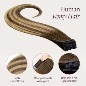 GOO GOO Tape in Hair Extensions displayed with natural hair