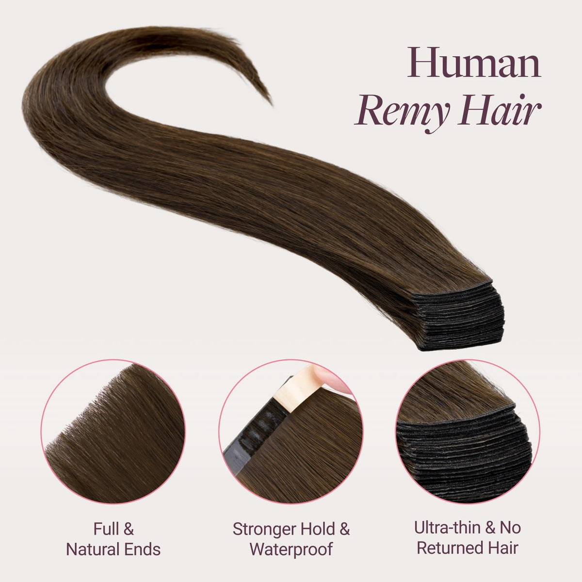 GOO GOO Tape in Hair Extensions displayed with styling tools