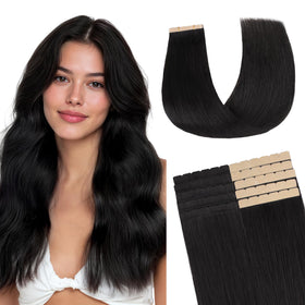 GOO GOO Tape in Hair Extensions front view with Remy human hair
