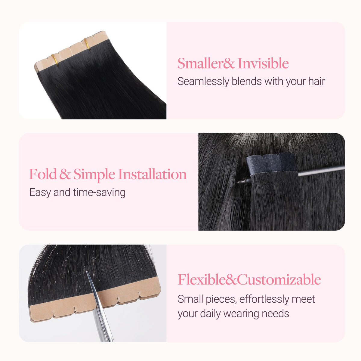 GOO GOO Tape in Hair Extensions heat-safe styling demonstration