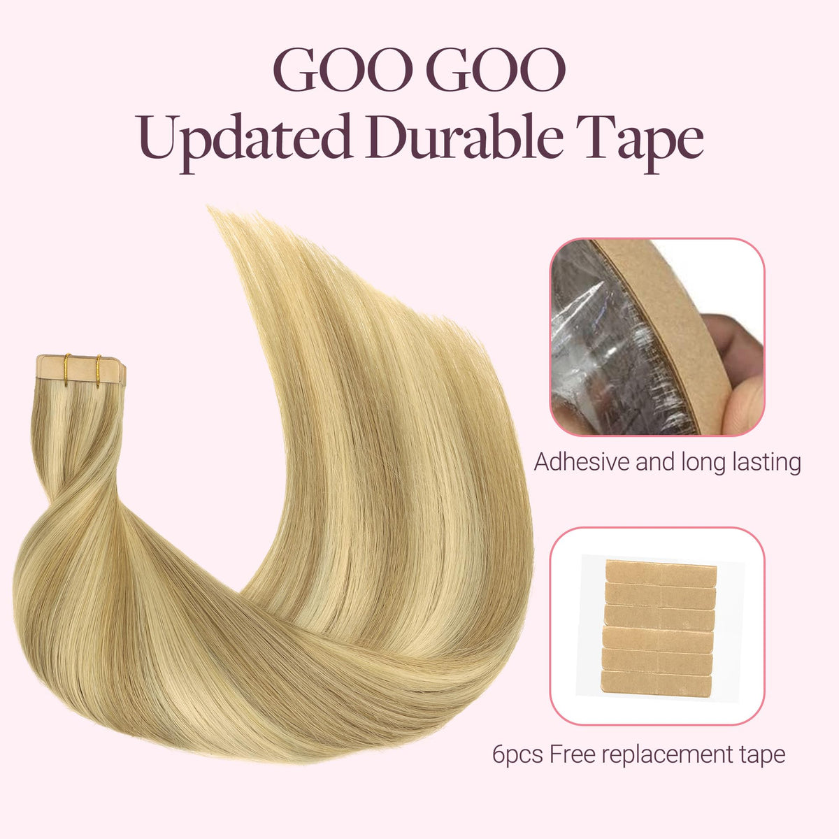 GOO GOO Tape in Hair Extensions in a styling setup