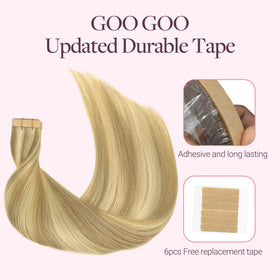 GOO GOO Tape in Hair Extensions in a styling setup