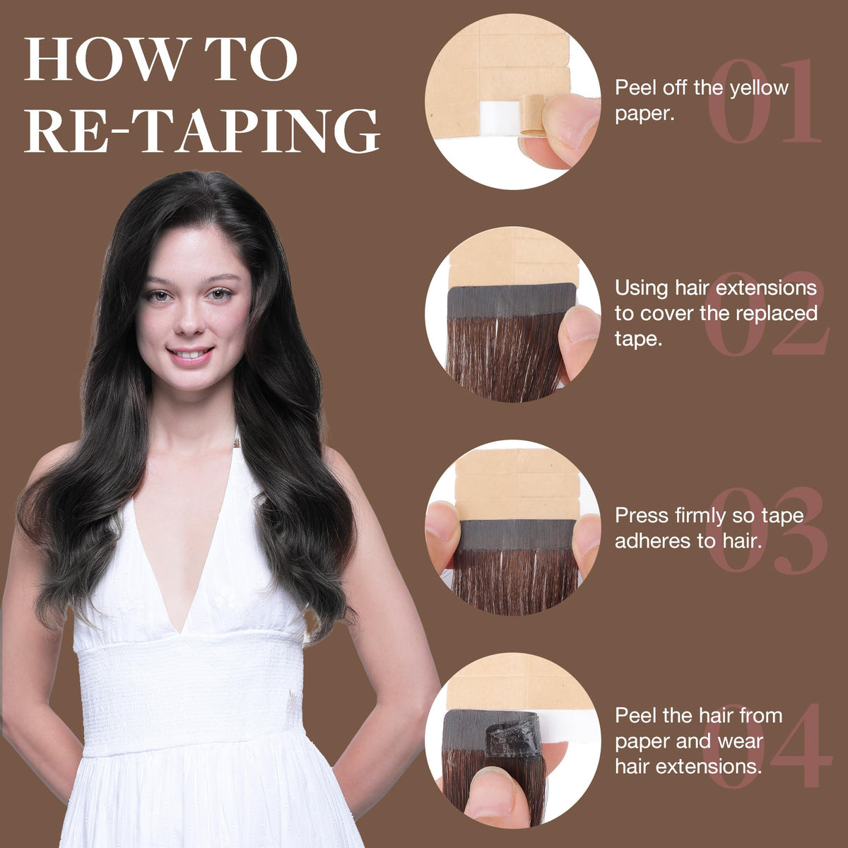 GOO GOO Tape in Hair Extensions in use on model