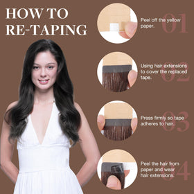 GOO GOO Tape in Hair Extensions in use on model