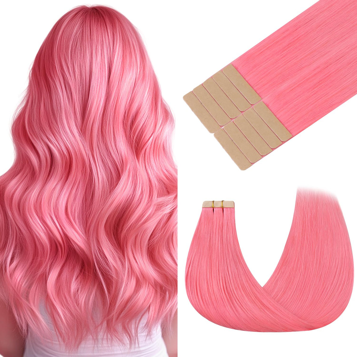 GOO GOO Tape in Hair Extensions Light Pink front view