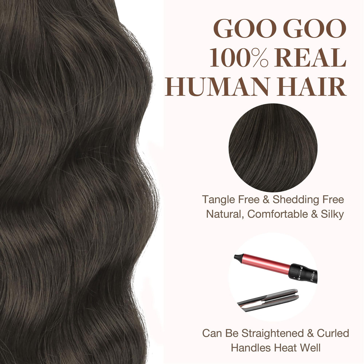 GOO GOO Tape in Hair Extensions Mocha Brown styling options