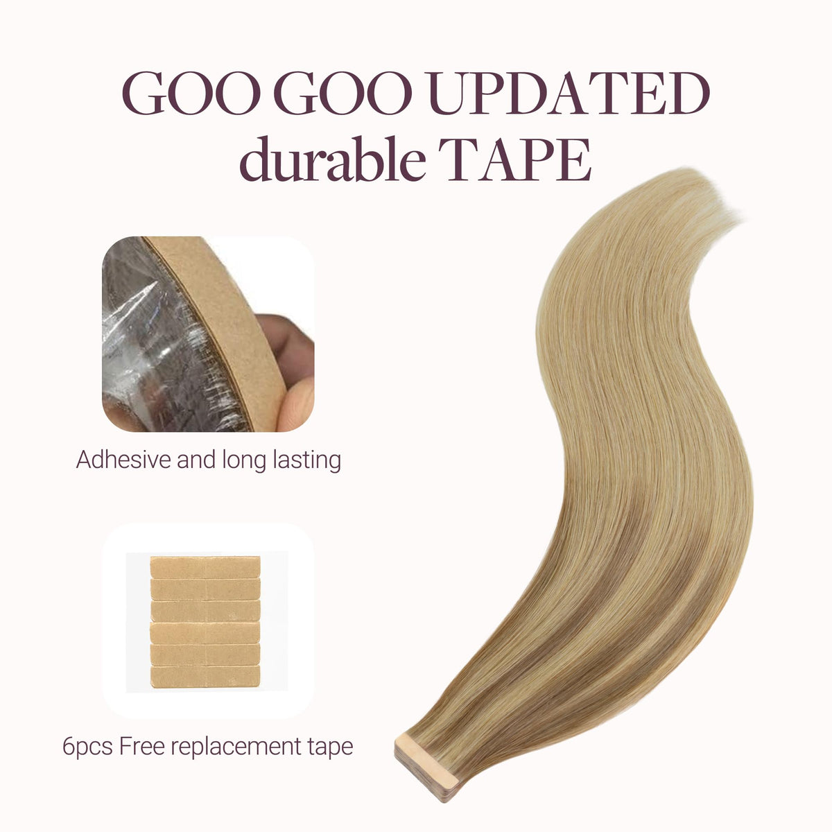 GOO GOO Tape in Hair Extensions packaging and contents