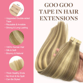 GOO GOO Tape in Hair Extensions packaging with 20 pieces