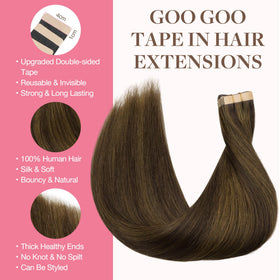 GOO GOO Tape in Hair Extensions packaging with 20 pieces