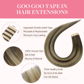 GOO GOO Tape in Hair Extensions packaging with 40 pieces