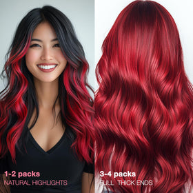 GOO GOO Tape in Hair Extensions Red displayed on a mannequin