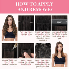 GOO GOO Tape in Hair Extensions showing application process