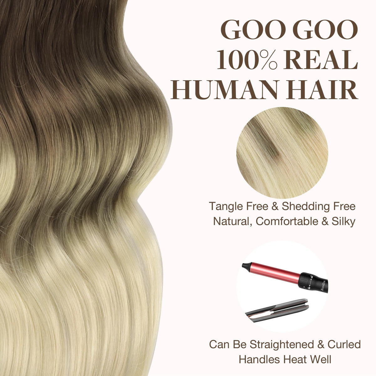 GOO GOO Tape in Hair Extensions showing application process