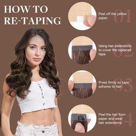 GOO GOO Tape in Hair Extensions showing colour variation