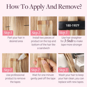 GOO GOO Tape in Hair Extensions showing installation process