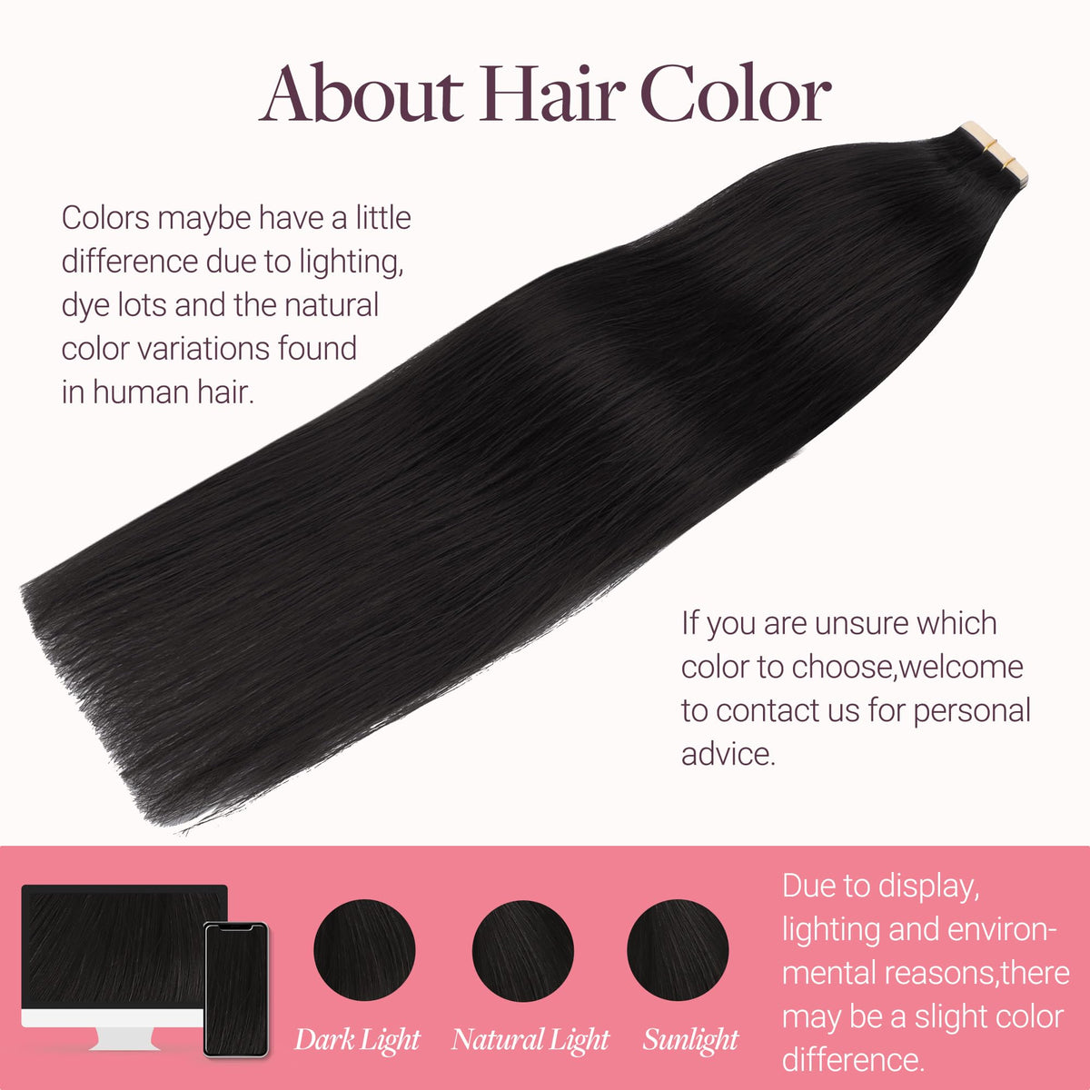GOO GOO Tape in Hair Extensions showing length and texture