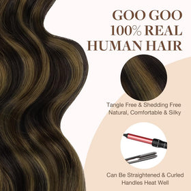 GOO GOO Tape in Hair Extensions showing silky straight texture