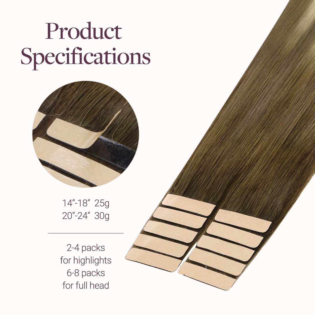 GOO GOO Tape in Hair Extensions showing texture