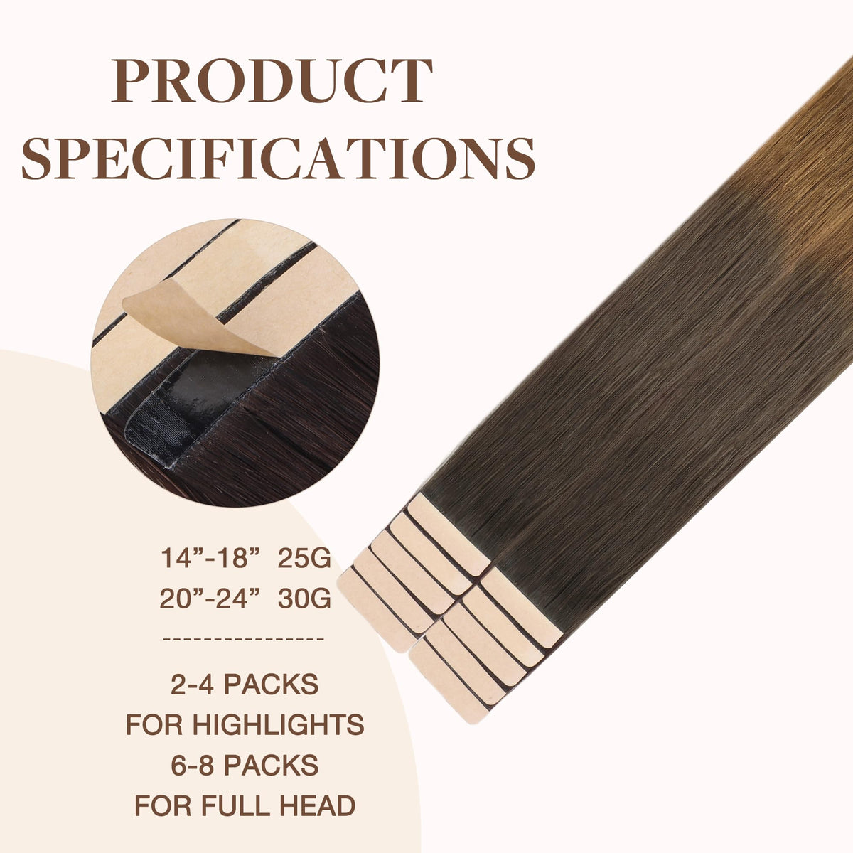 GOO GOO Tape in Hair Extensions showing texture