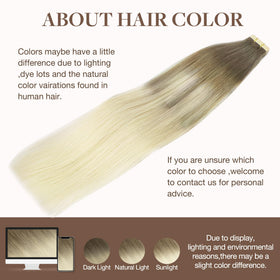 GOO GOO Tape in Hair Extensions showing the balayage effect