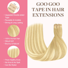 GOO GOO Tape in Hair Extensions showing the strong tape application